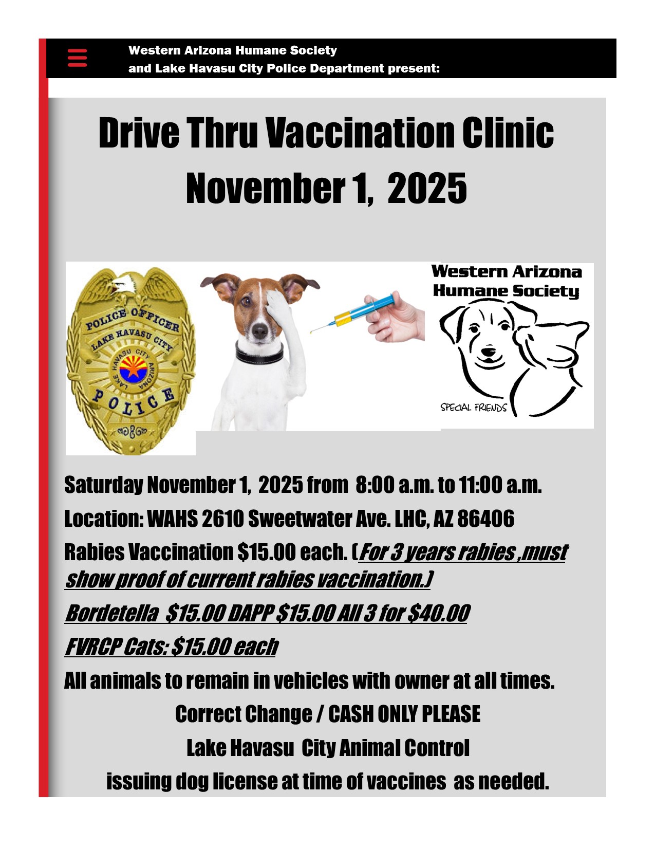 Western Arizona Humane Society Vaccine Clinic